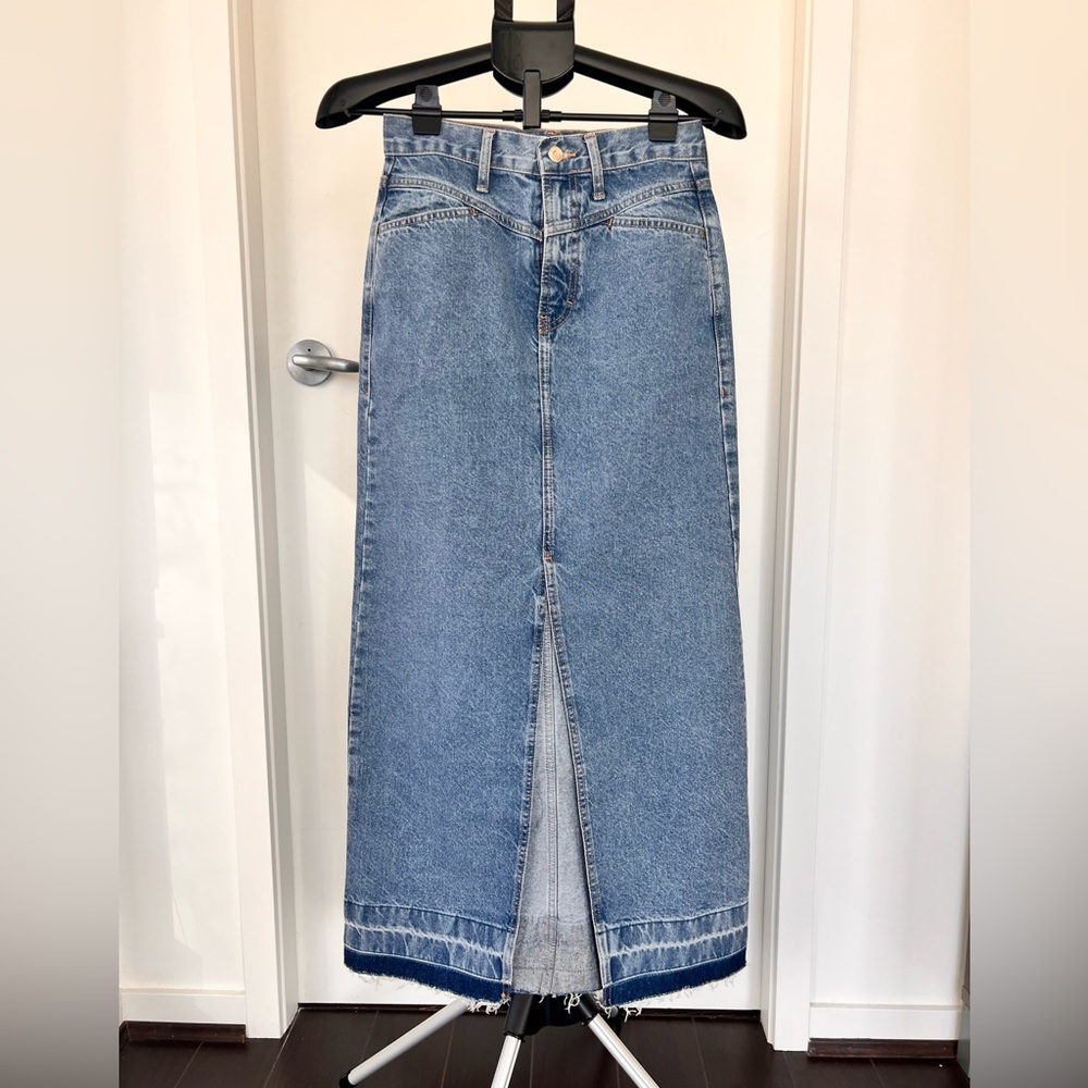 Mango Light Blue Denim Skirt with Front Slit Detail
